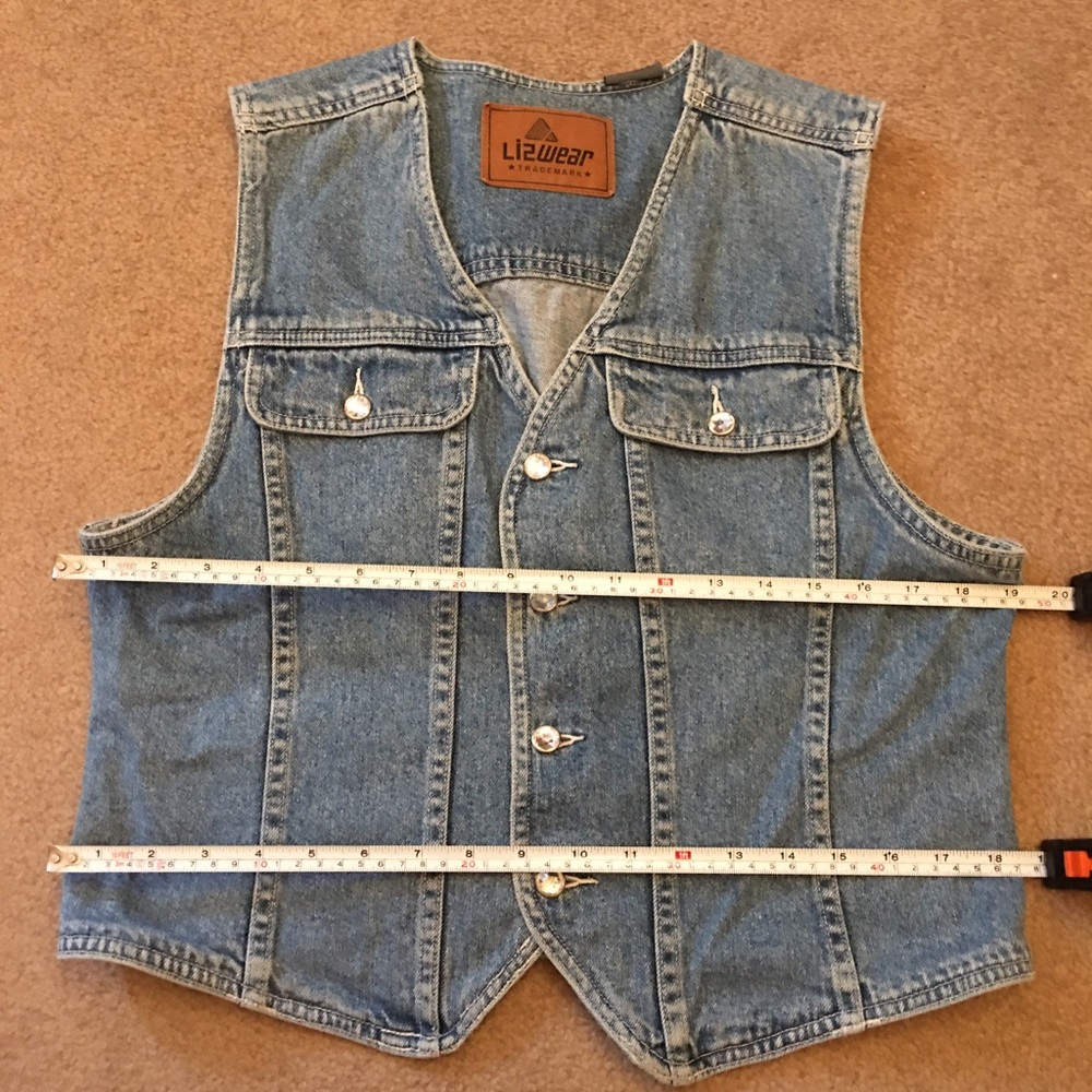 Vintage Liz wear rhinestone denim jean vest M - Picture 8 of 12